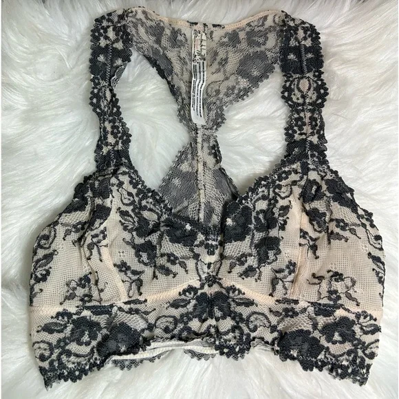Free People Wild Roses Bralette CREAM and Black Size XS - Picture 2 of 4